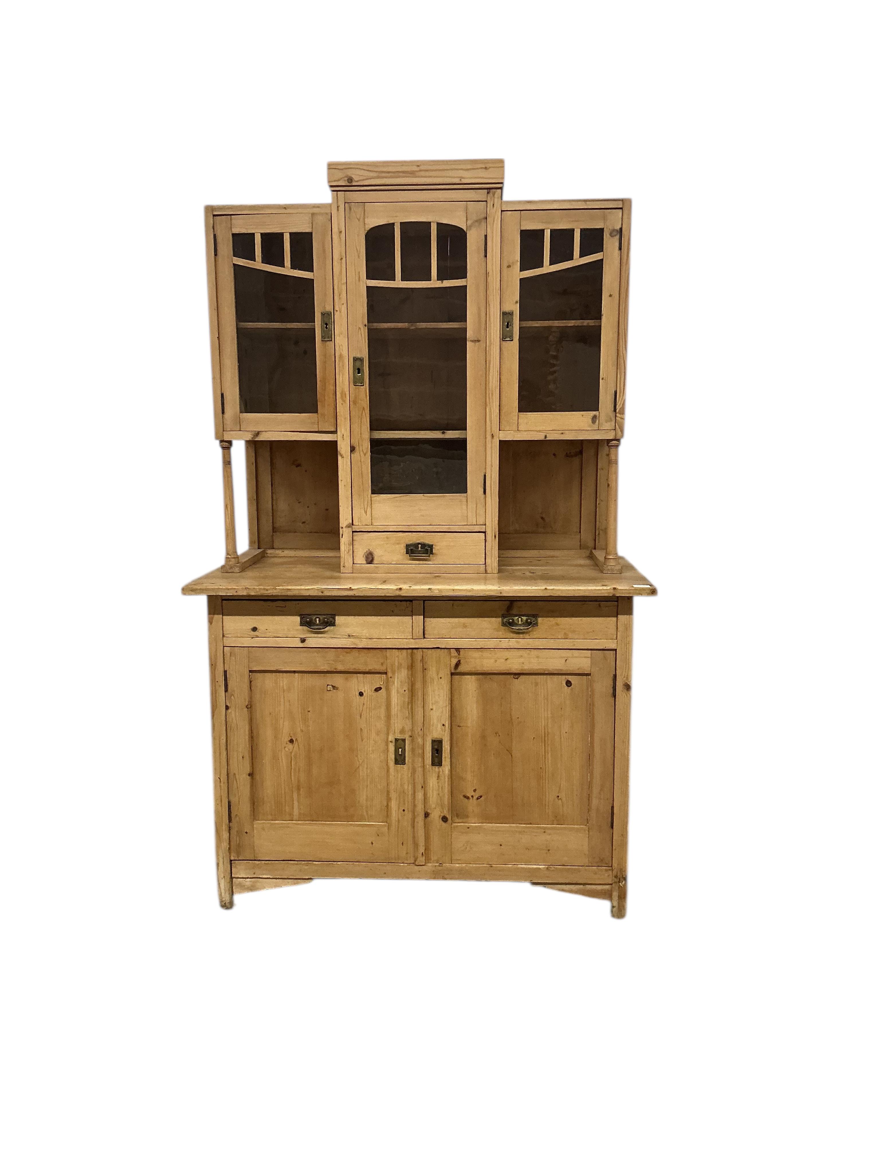 A 19th century East European pine dresser, width 120cm, depth 58cm, height 196cm